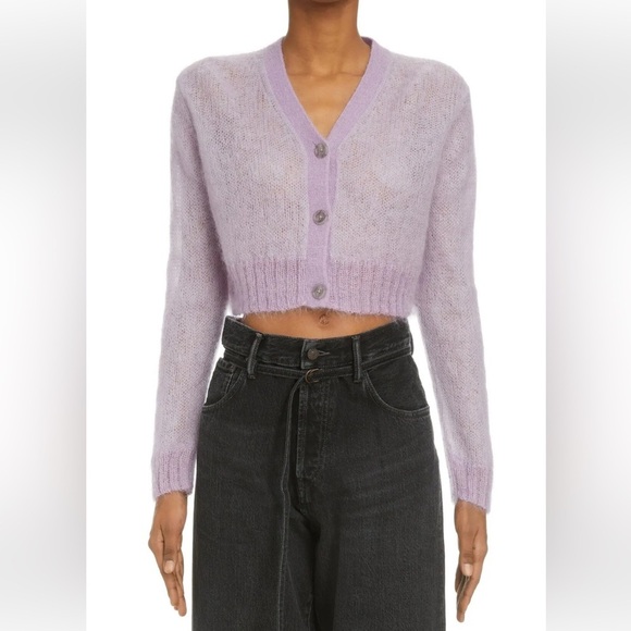 Acne Studios Sweaters - ACNE STUDIOS Kodilia Crop Mohair Blend Cardigan SMALL